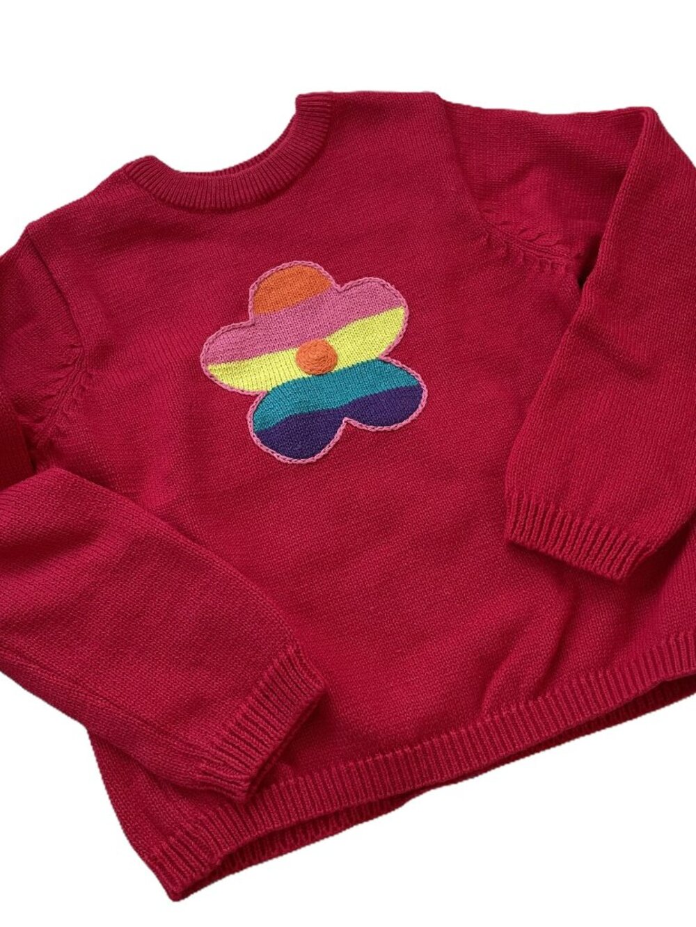 Circo Red Sweater with Cute and Colorful Flower Girls Size 5T